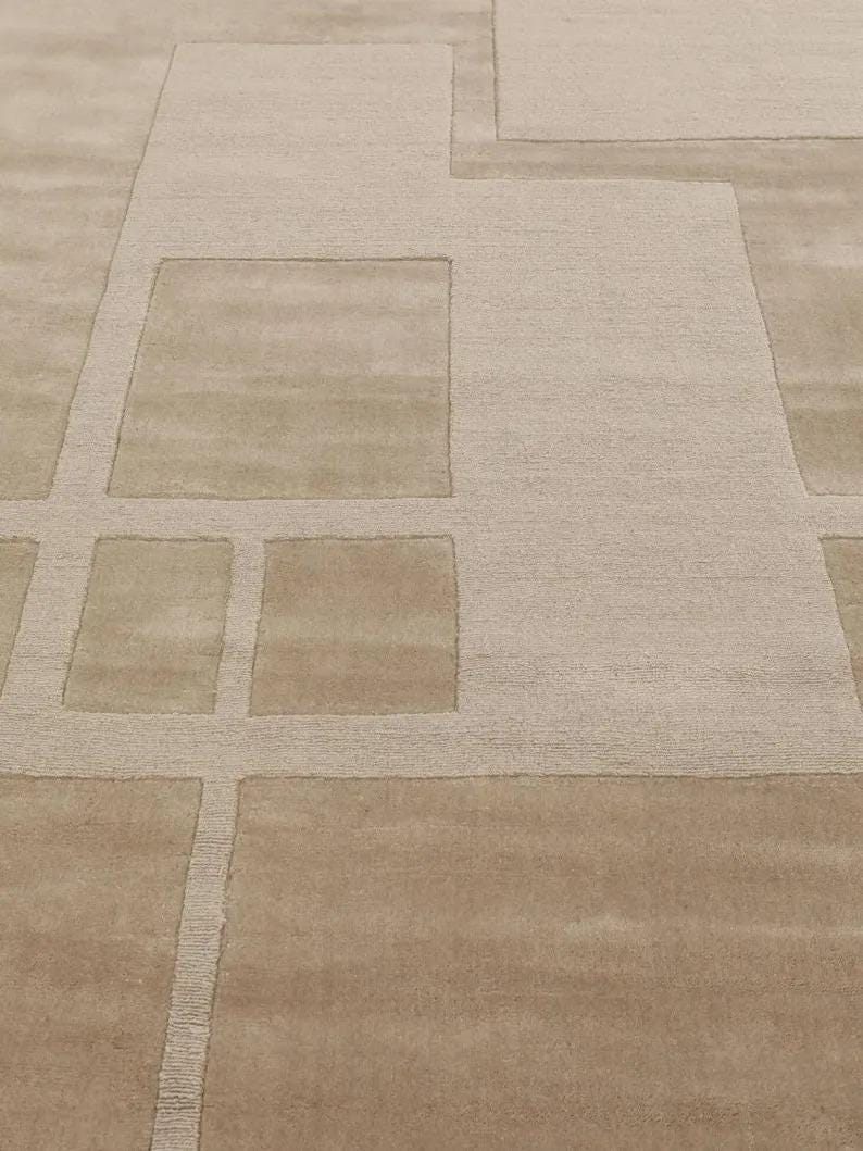 Linear Abstract Hand-Tufted New Zealand Wool Rug