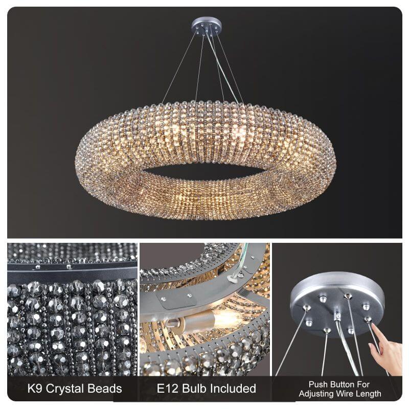 Halo Crystal Round LED Chandelier 60''