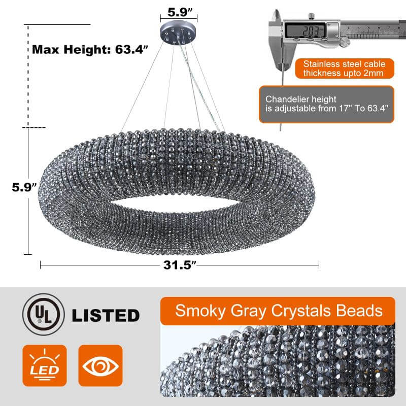 Halo Crystal Round LED Chandelier 60''