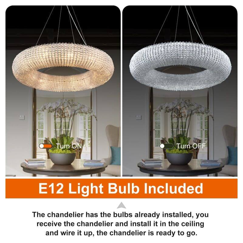 Halo Crystal Round LED Chandelier 60''