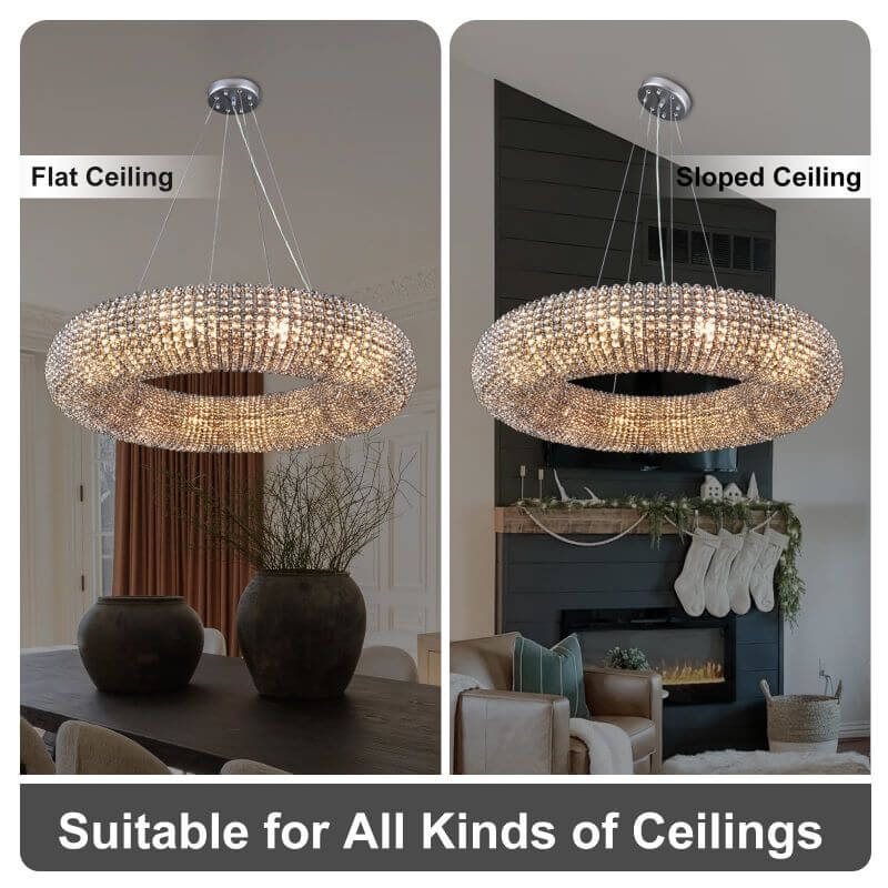 Halo Crystal Round LED Chandelier 60''