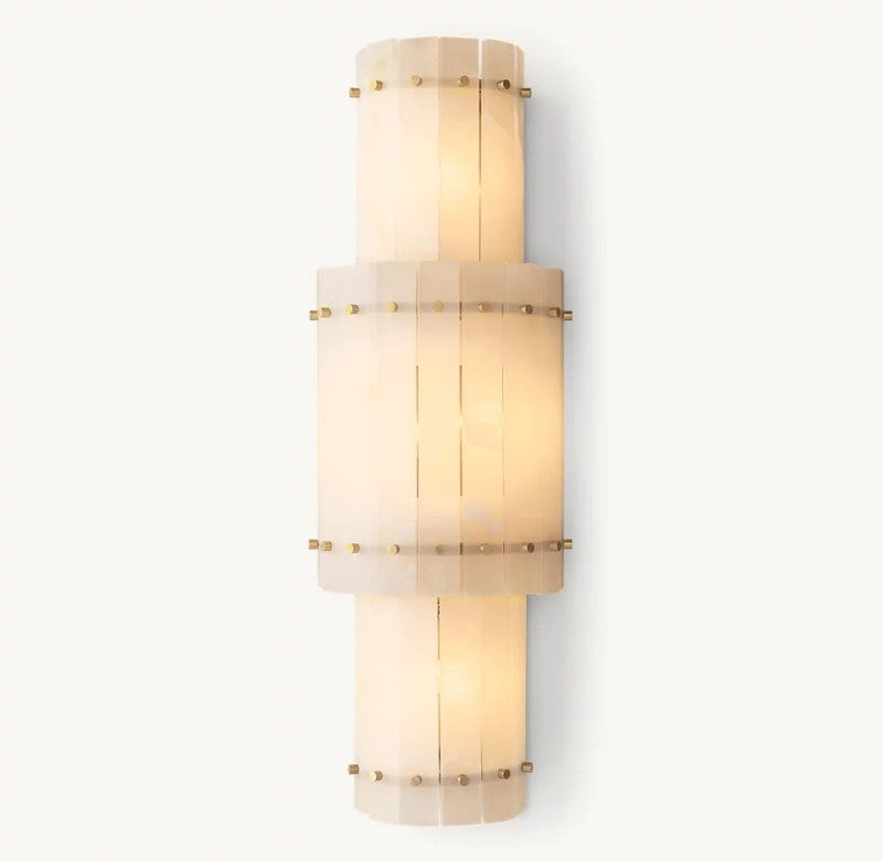 Aurelius Alabaster Round Wall Sconce 38''