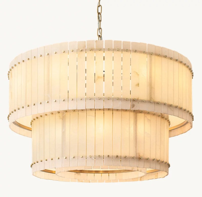Aurelius Alabaster Round 2-Tiered Chandelier 48''
