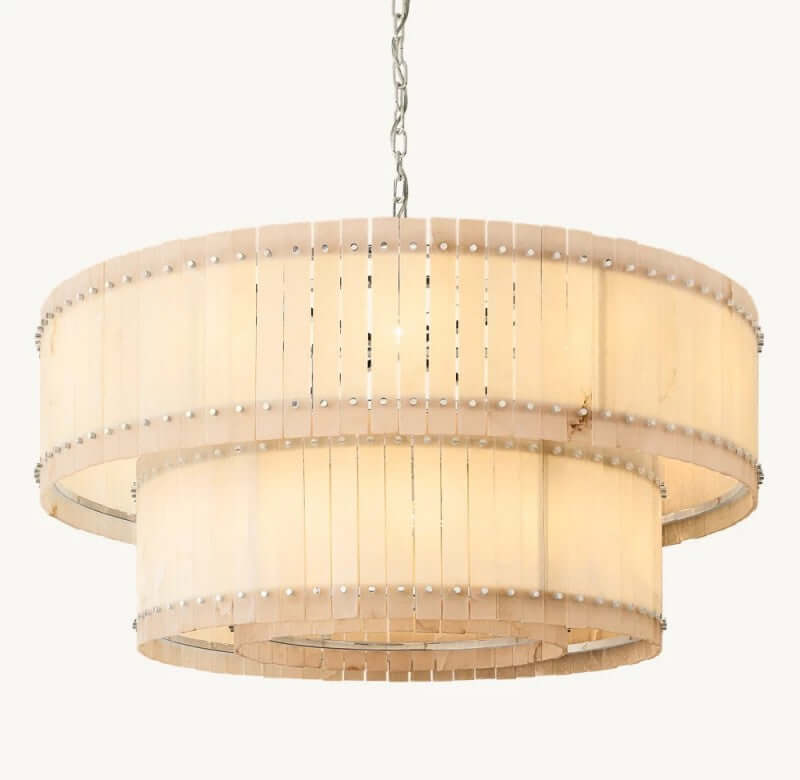 Aurelius Alabaster Round 2-Tiered Chandelier 60''