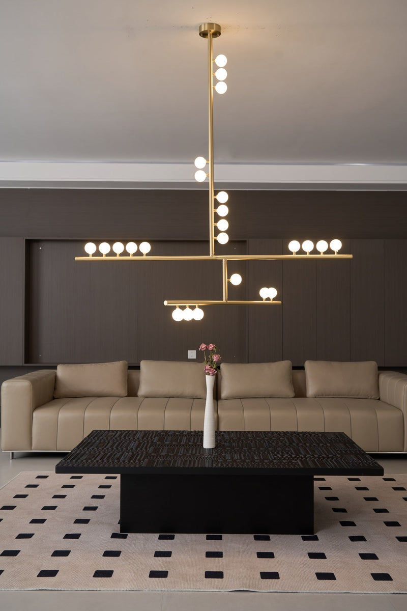 Brass Glass Drop Chandelier