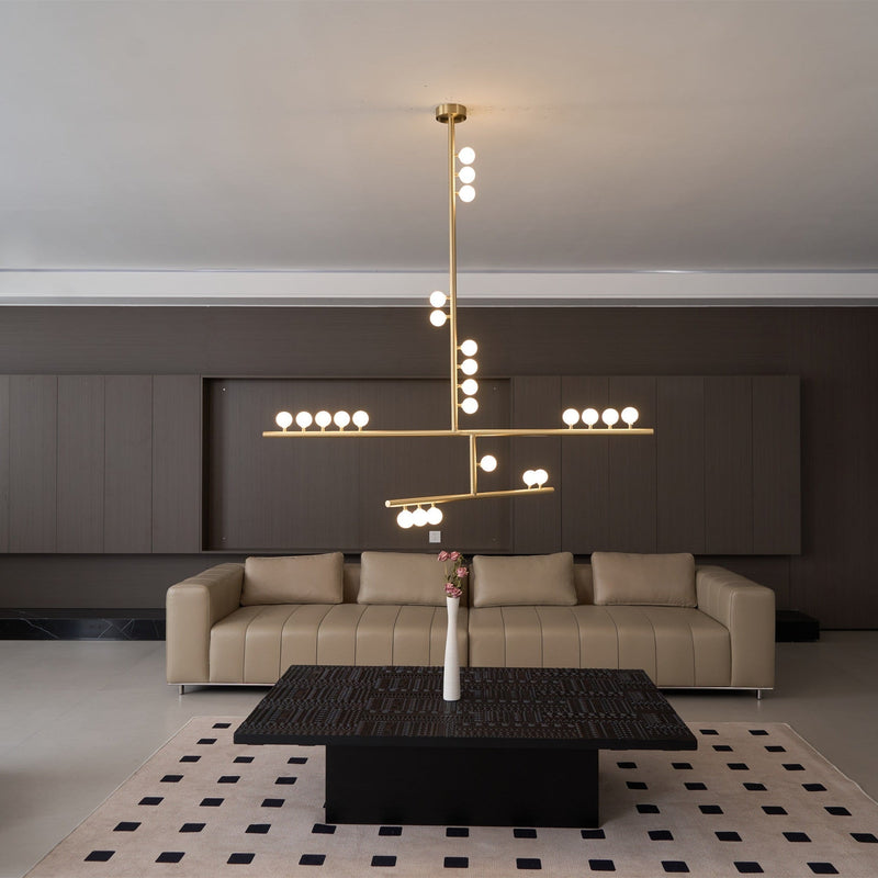 Brass Glass Drop Chandelier