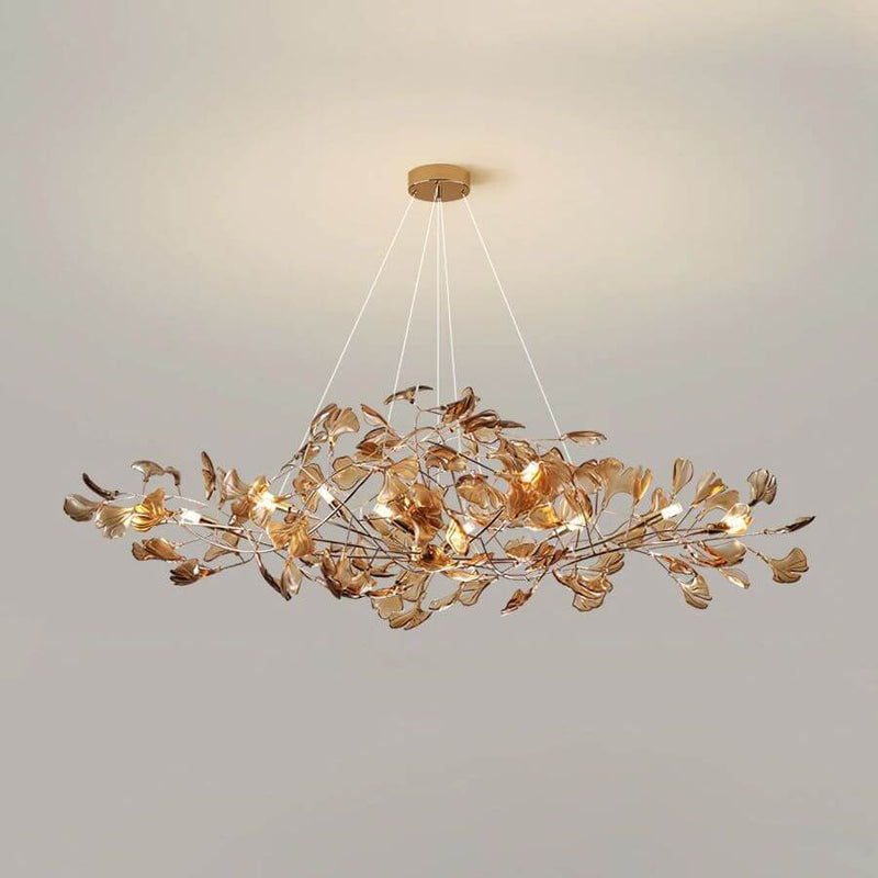 Colorful Glass Ginkgo Leaf Chandelier