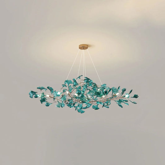 Colorful Glass Ginkgo Leaf Chandelier