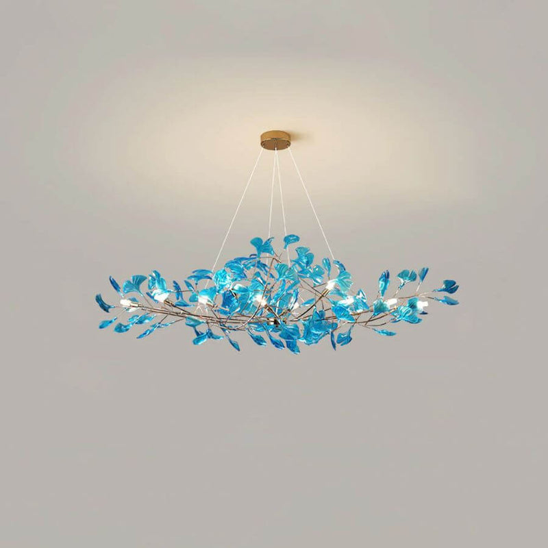 Colorful Glass Ginkgo Leaf Chandelier