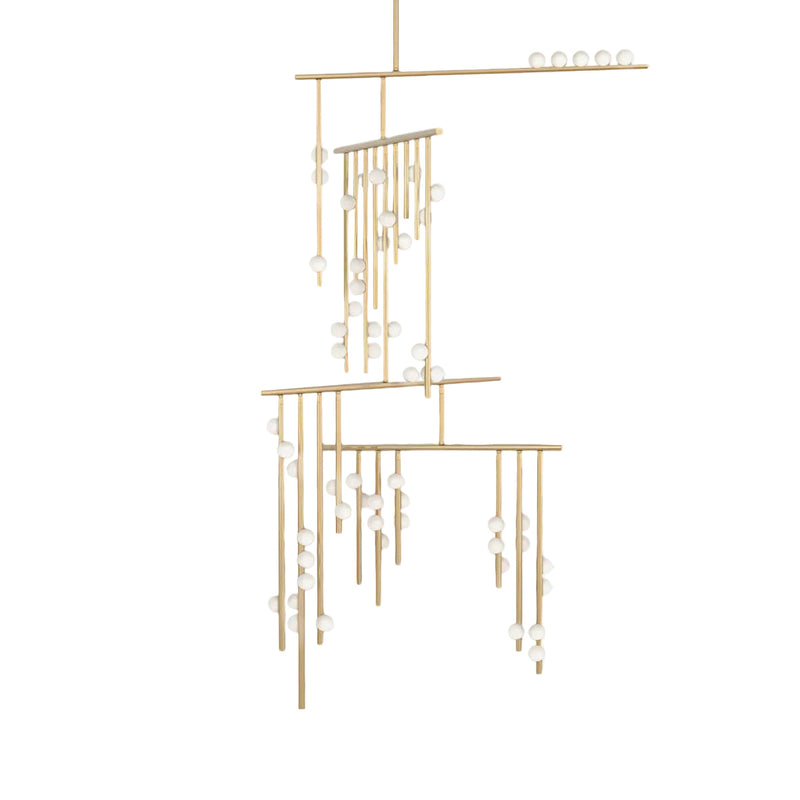 Brass Glass Drop Chandelier