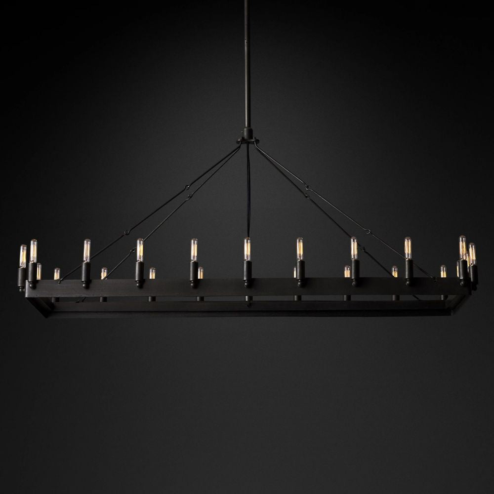 Camilo Vintage Filament Rectangle Chandelier 52''L