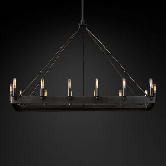 Camilo Vintage Filament Rectangle Chandelier 41''L