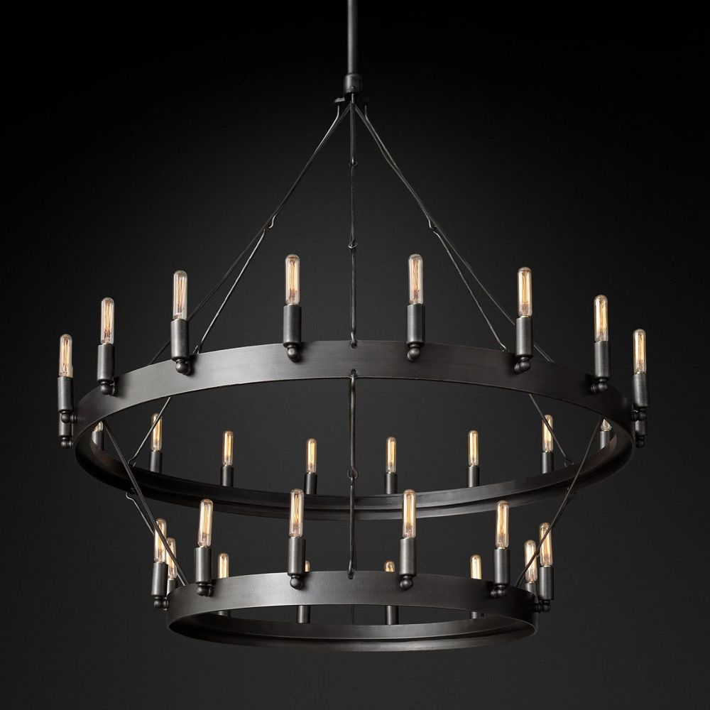 Camilo Vintage Filament 2-Tier Round Chandelier 38''D