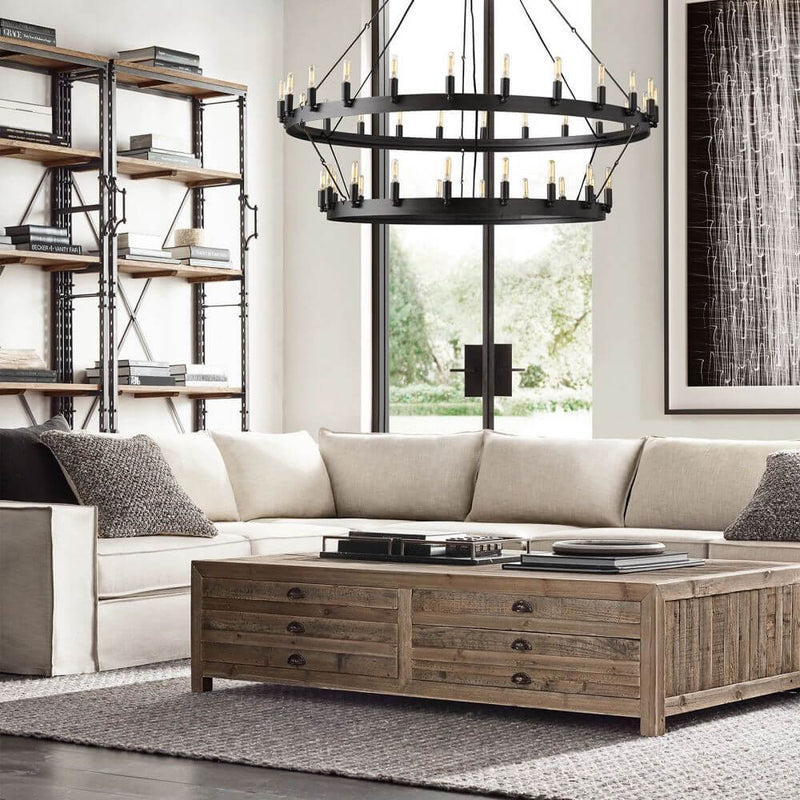 Camilo Vintage Filament 2-Tier Round Chandelier 38''D