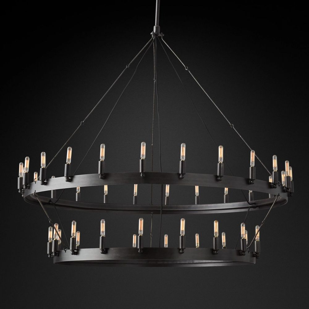 Camilo Vintage Filament 2-Tier Round Chandelier 50''D