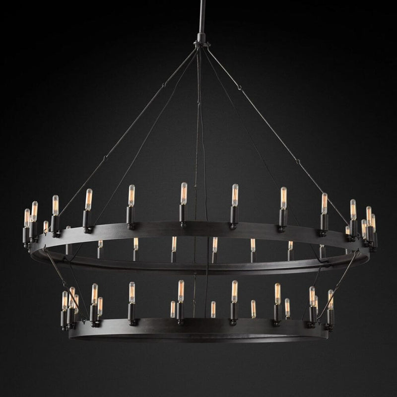 Camilo Vintage Filament 2-Tier Round Chandelier 50''D