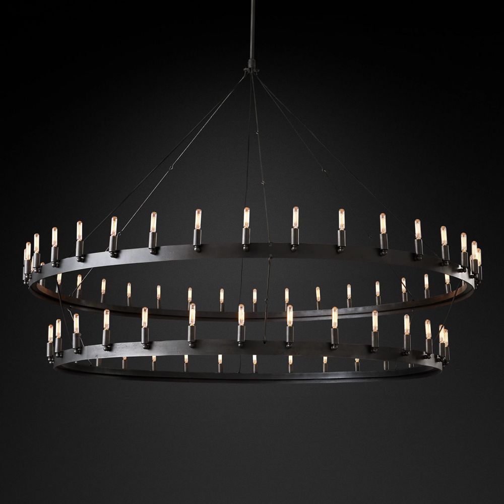 Camilo Vintage Filament 2-Tier Round Chandelier 73''D