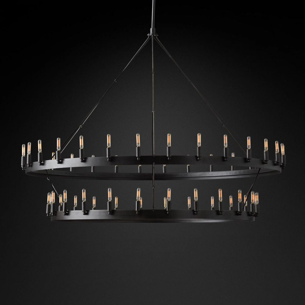 Camilo Vintage Filament 2-Tier Round Chandelier 63''D