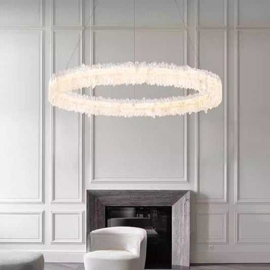 Natural Crystal Living Room Chandelier B 39.3 in
