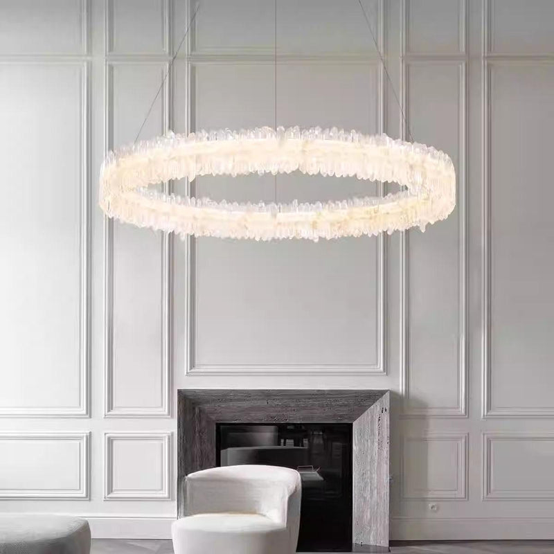 Natural Crystal Living Room Chandelier B 39.3 in