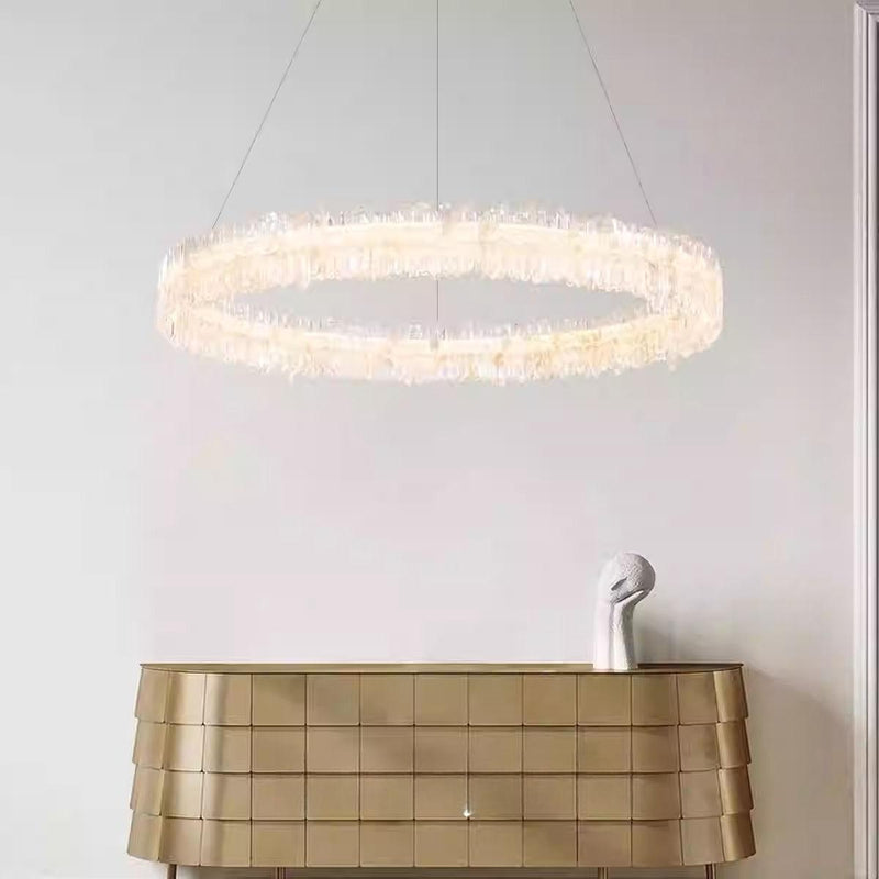 Natural Crystal Living Room Chandelier B 39.3 in