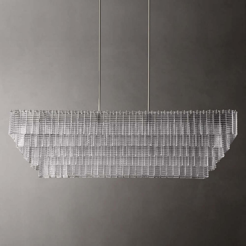 Samurai Clear Rectangle Chandelier 77"W
