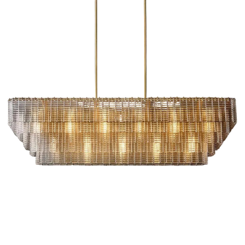 Samurai Clear Rectangle Chandelier 77"W