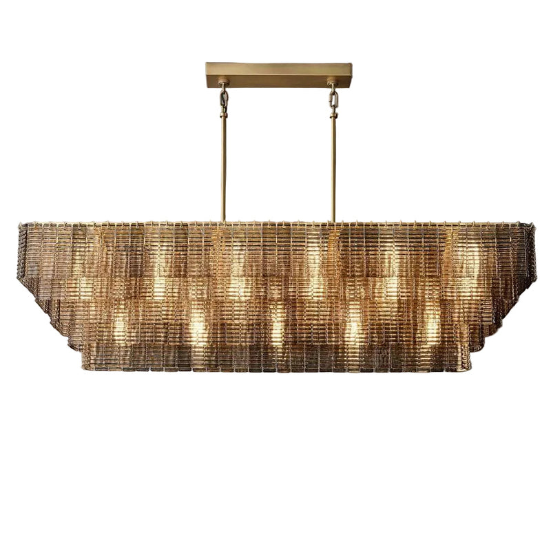 Samurai Smoke Rectangle Chandelier 77"W