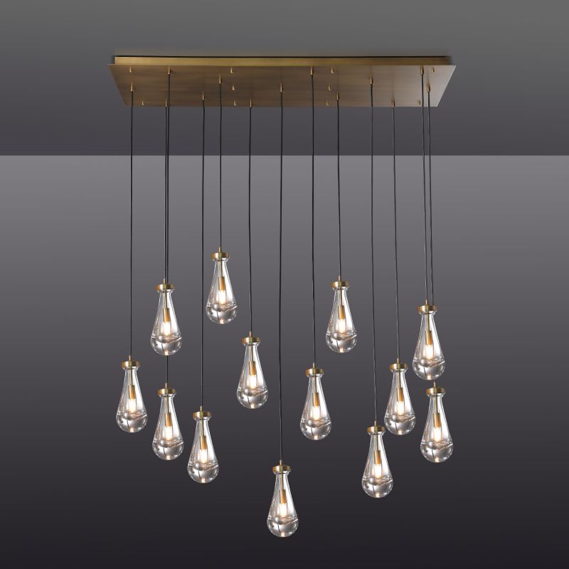 Raindrop Rectangle Chandelier 54''