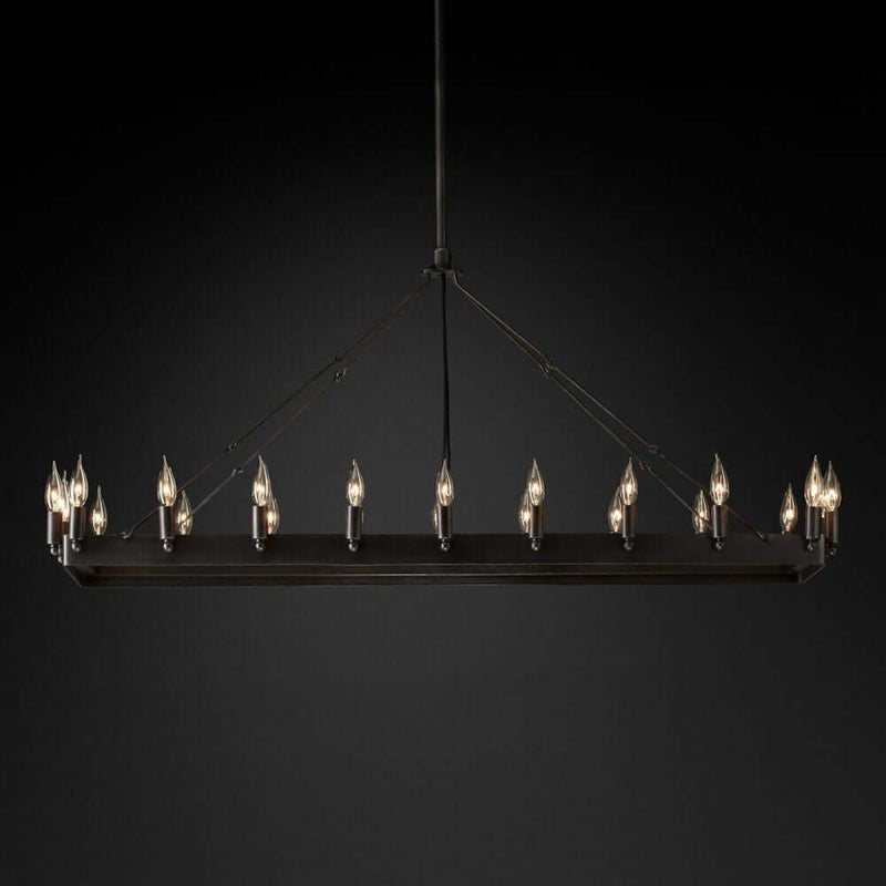 Camilo Vintage Candelabra Rectangle Chandelier 52''L