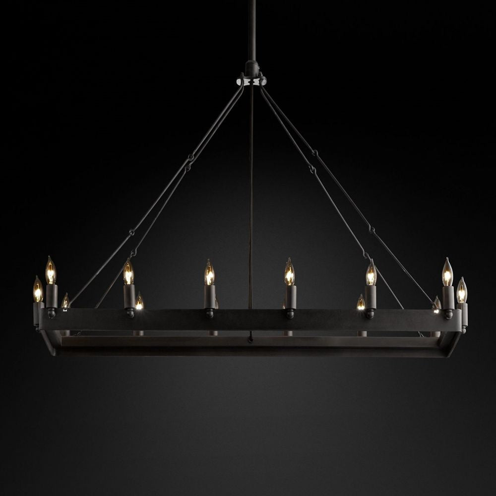 Camilo Vintage Candelabra Rectangle Chandelier 41''L