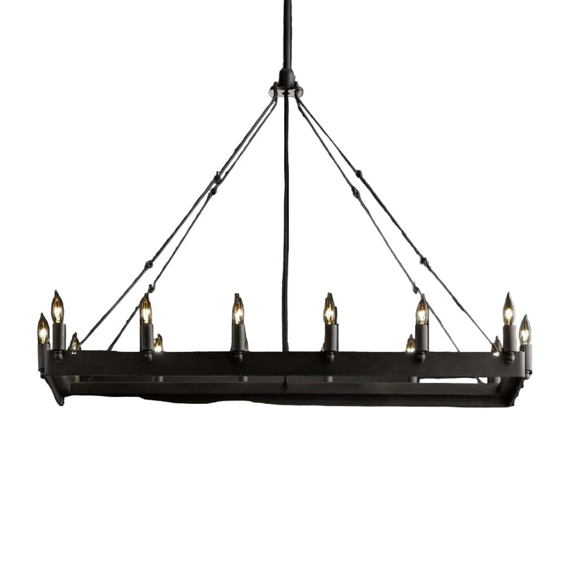 Camilo Vintage Candelabra Rectangle Chandelier 41''L
