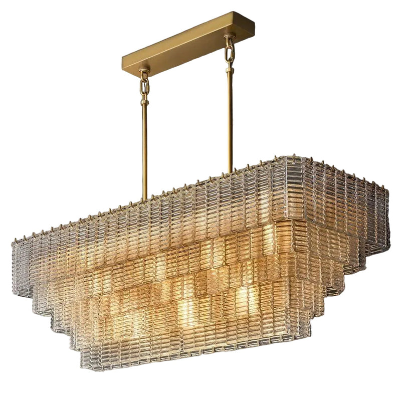 Samurai Clear Rectangle Chandelier 59"W