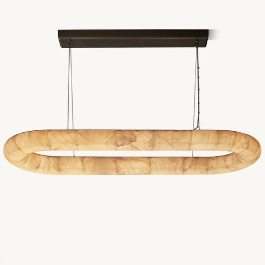 Alabaster Riven Oval Chandelier 57″W