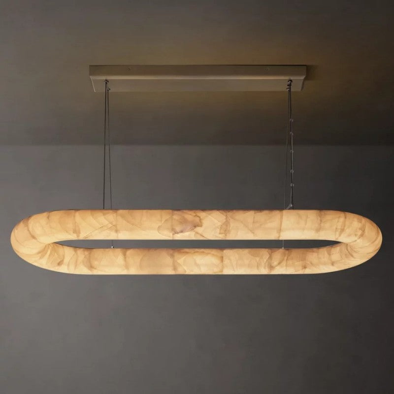 Alabaster Riven Oval Chandelier 57″W