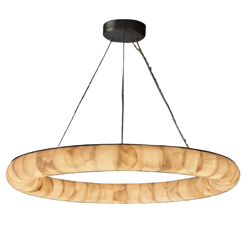 Alabaster Riven Round Chandelier 41″D