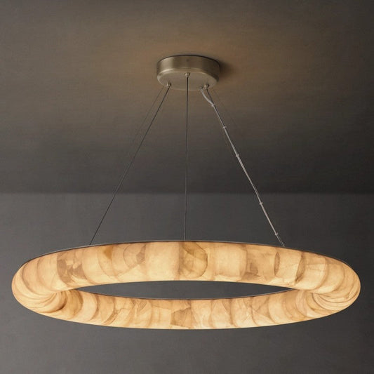 Alabaster Riven Round Chandelier 41″D