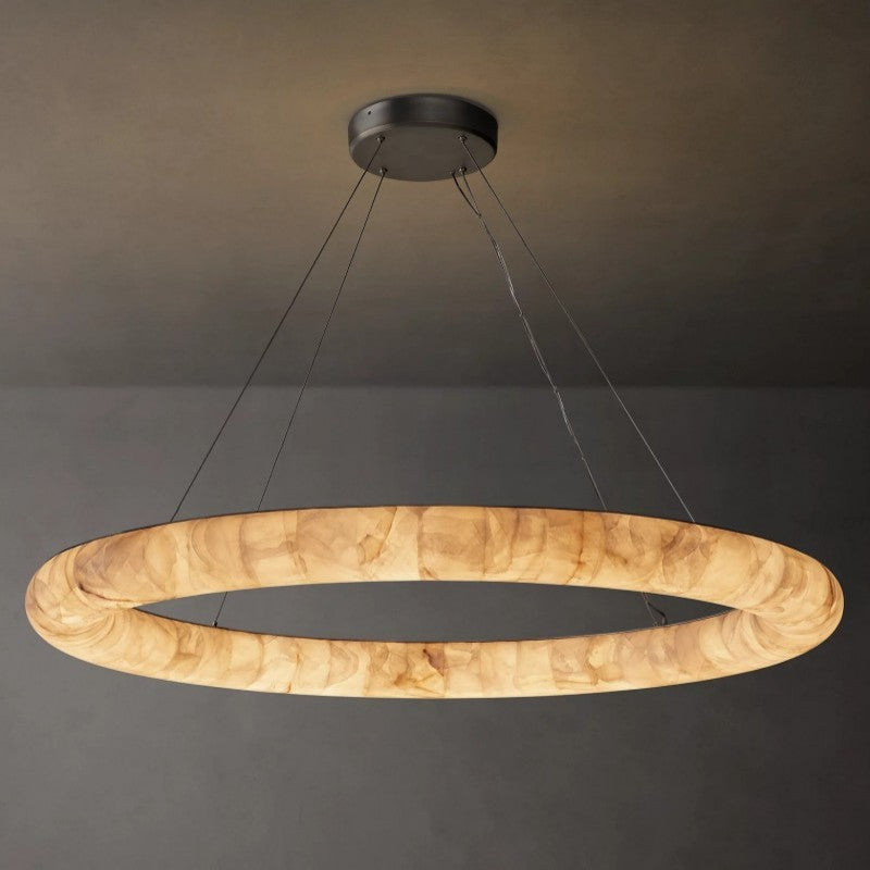 Alabaster Riven Round Chandelier 61″ D