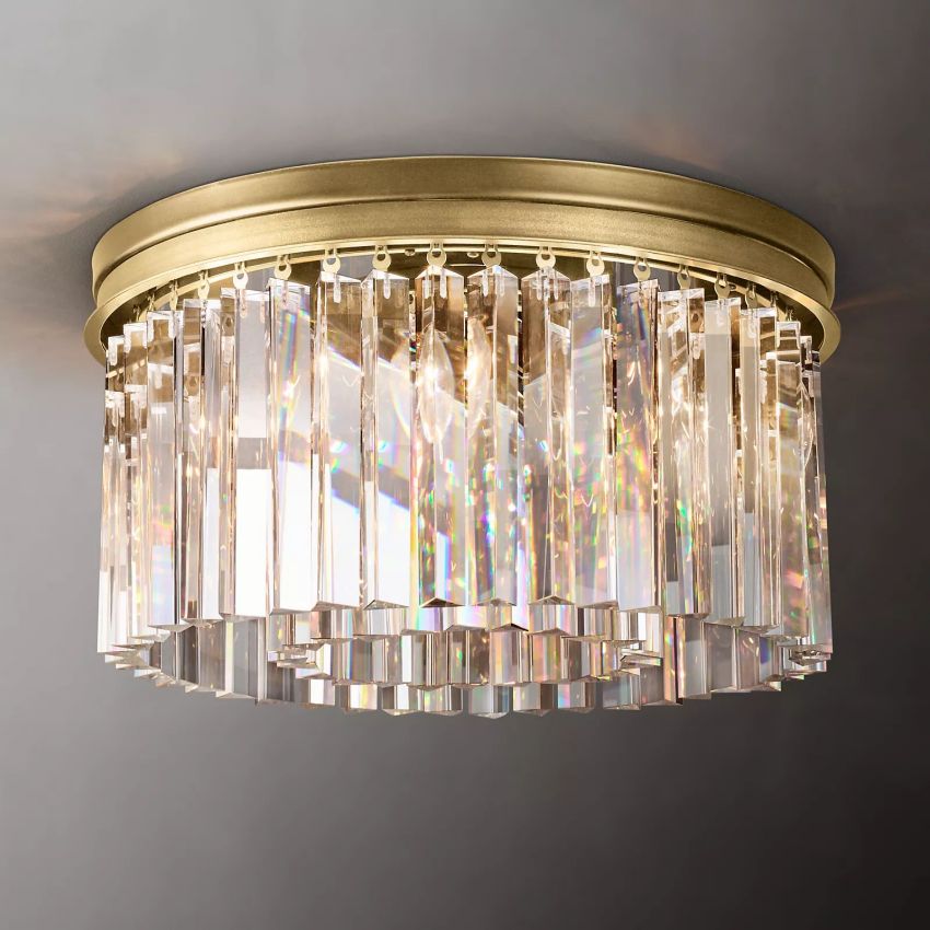 Ryan Triangular Crystal Flushmount 20" D