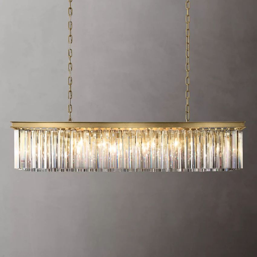 Ryan Rectangle Triangular Crystal Chandelier 49"W