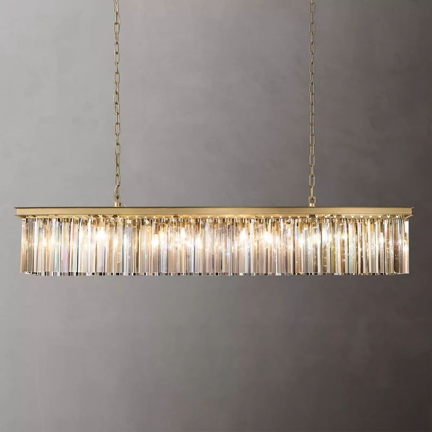 Ryan Rectangle Triangular Crystal Chandelier 60"W