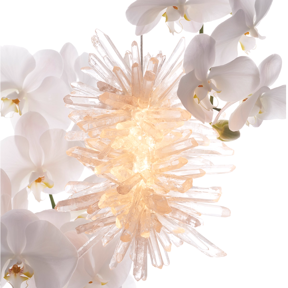 Natural Crystal Bedside Swallow Lamp H7.84 in