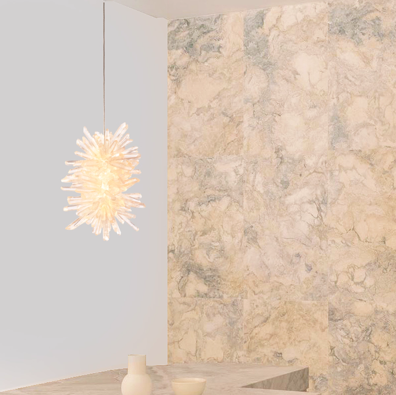 Natural Crystal Bedside Swallow Lamp H7.84 in