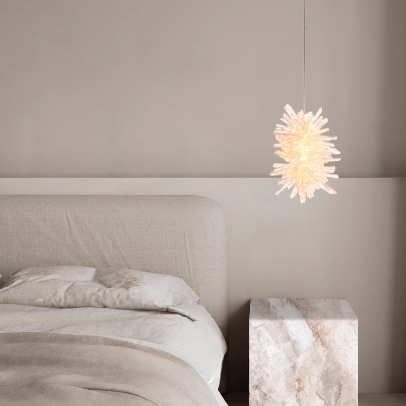 Natural Crystal Bedside Swallow Lamp H7.84 in