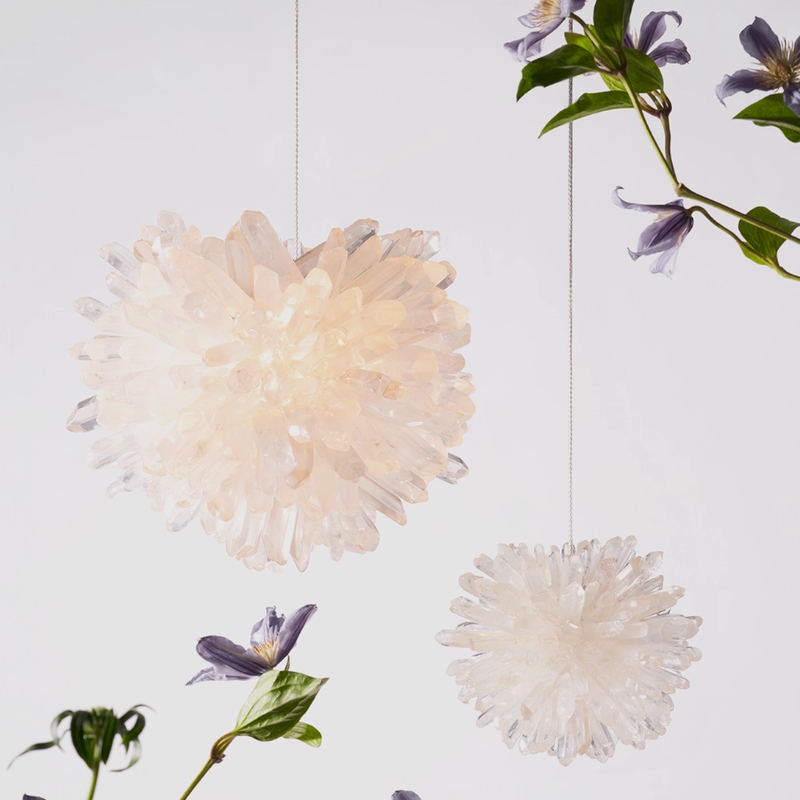 Natural Crystal Multi-Head Staircase Chandelier