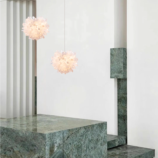 Natural Crystal Multi-Head Staircase Chandelier