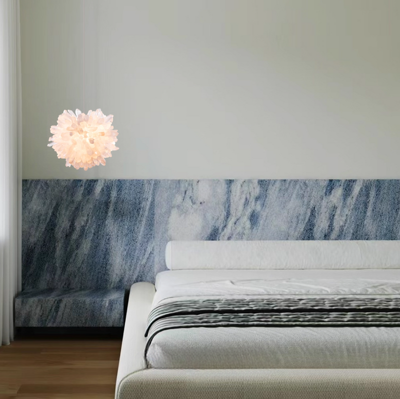 Natural Crystal Multi-Head Staircase Chandelier