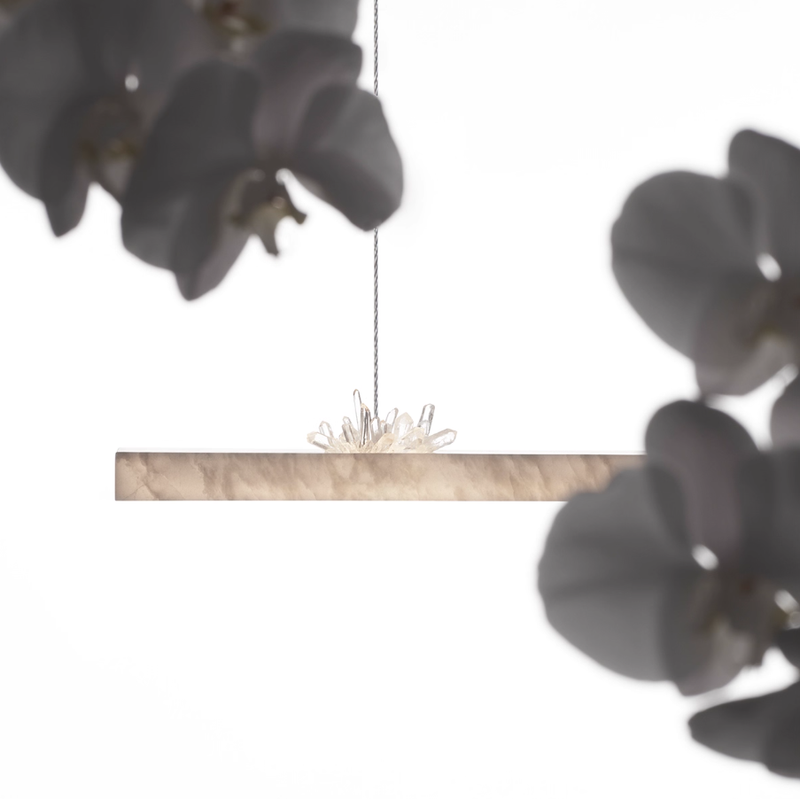 Spanish marble and natural crystal dining room chandelier, 39.37in, 47.25in, 55.12in, 63in.