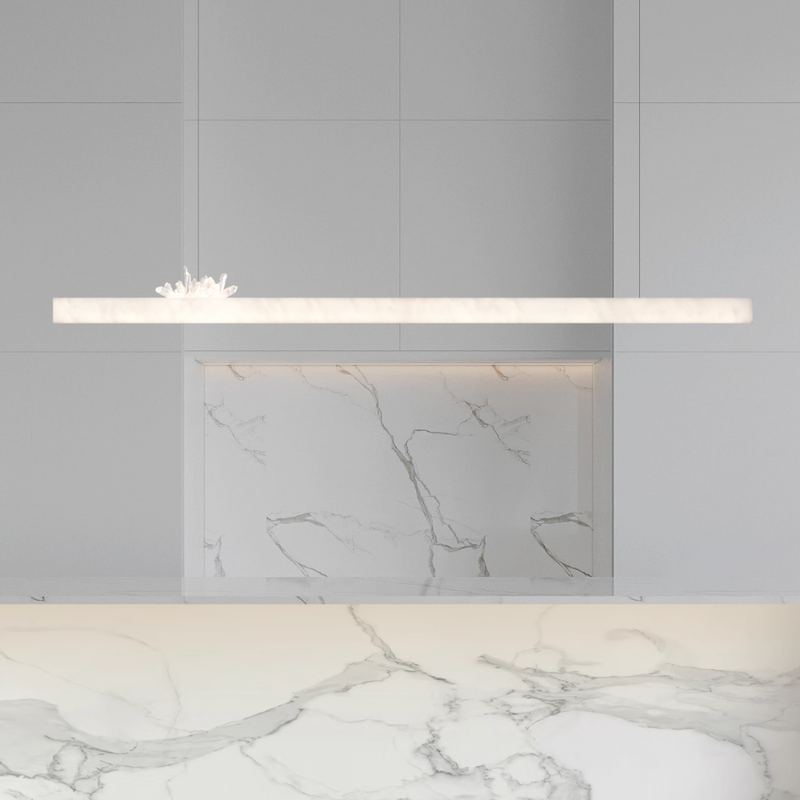 Spanish marble and natural crystal dining room chandelier, 39.37in, 47.25in, 55.12in, 63in.