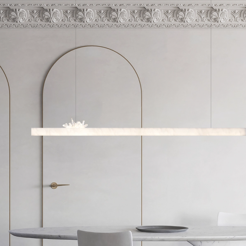 Spanish marble and natural crystal dining room chandelier, 39.37in, 47.25in, 55.12in, 63in.